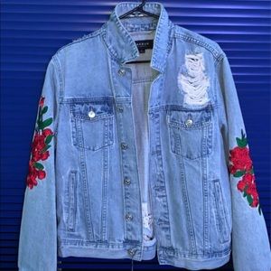 PacSun embroidery rose jean jacket.